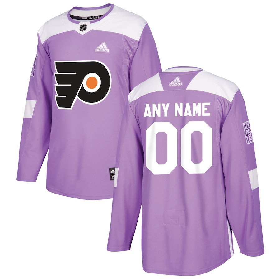 Men NHL adidas Philadelphia Flyers Purple 2018 Hockey Fights Cancer Custom Practice Jersey->customized nhl jersey->Custom Jersey